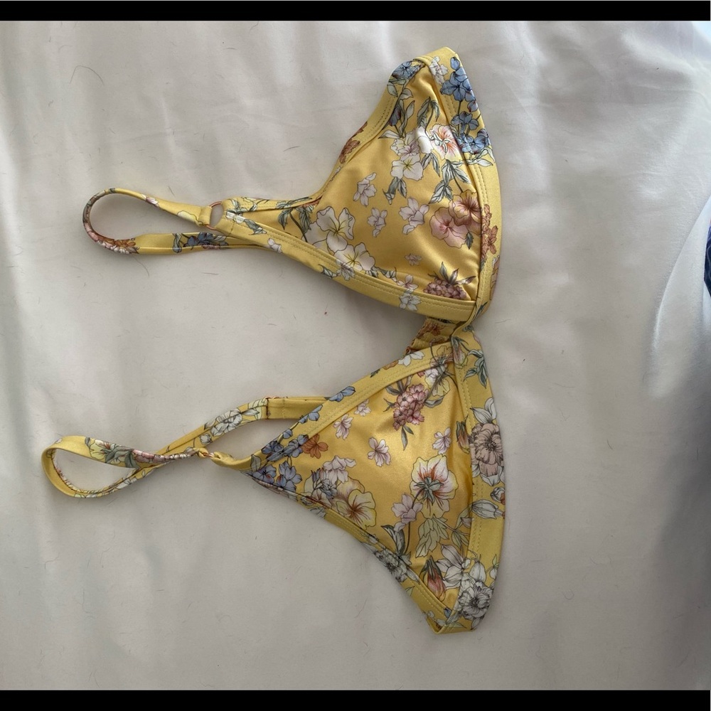 Yellow Floral Bikini Top